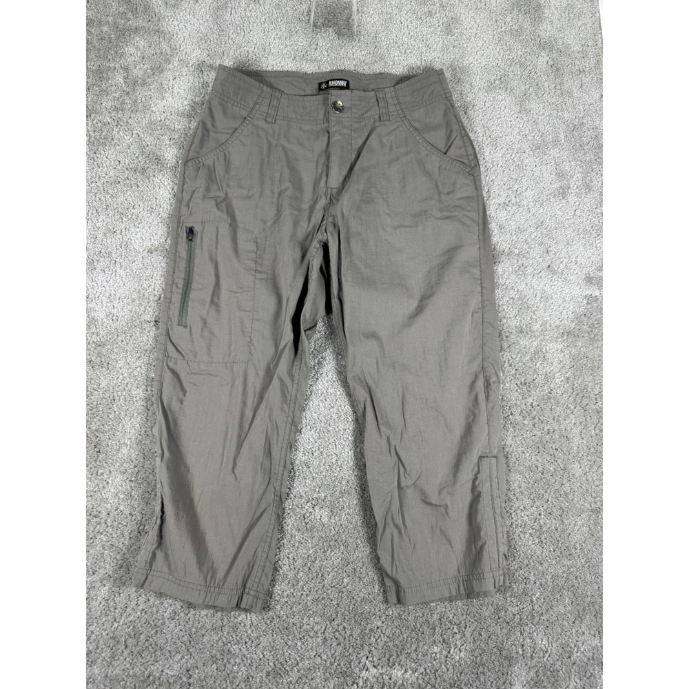 Khombu Womens Cargo Capri Pants Olive Green Hiking Outdoor Size Small